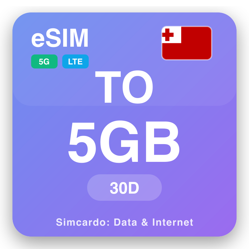 eSIM Tonga 5 GB na 30 kwanaki