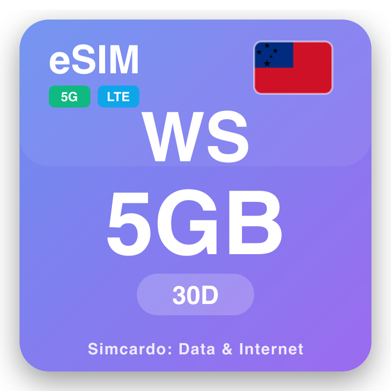 eSIM Samoa 5 GB 30 gün üçin