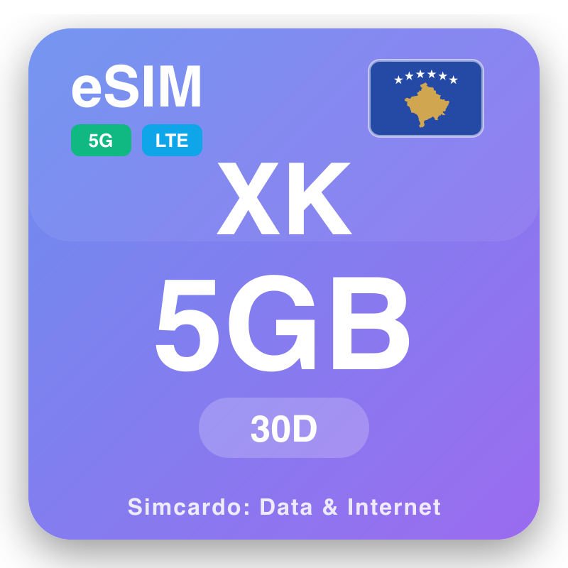 eSIM Kòsófò 5 GB fun 30 ọjọ