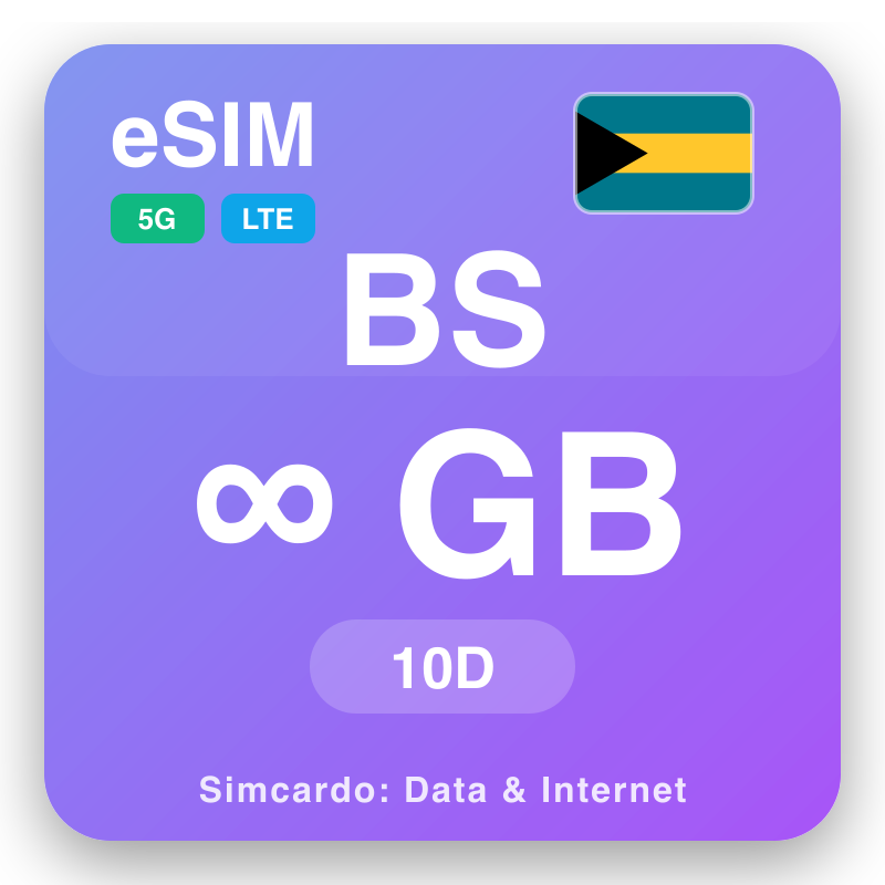 eSIM Bahamy Unlimited na 10 dni