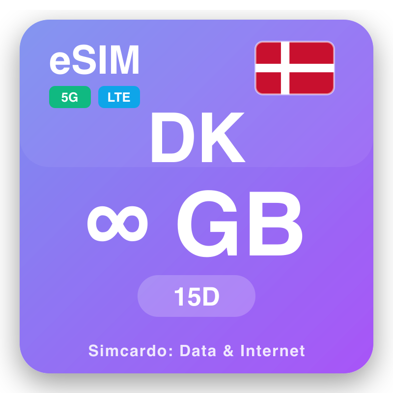 eSIM ដាណឺម៉ាក Unlimited សម្រាប់ 15 ថ្ងៃ
