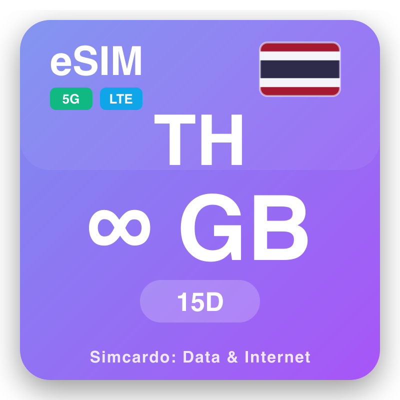 eSIM Thailand Unlimited ji bo 15 dagen