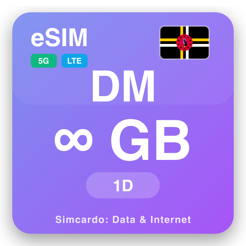 eSIM Dominica Unlimited untuk 1 hari