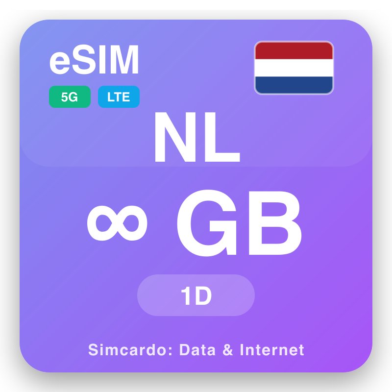 eSIM Niderland Unlimited 1 gün üçün