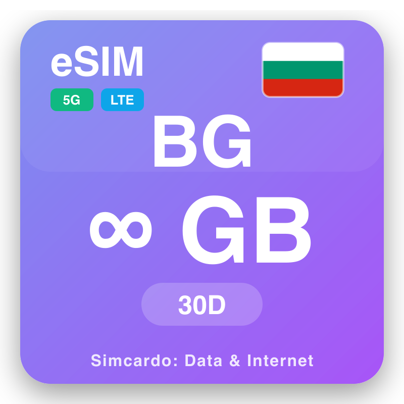eSIM Bulgaria Unlimited pou 30 jou