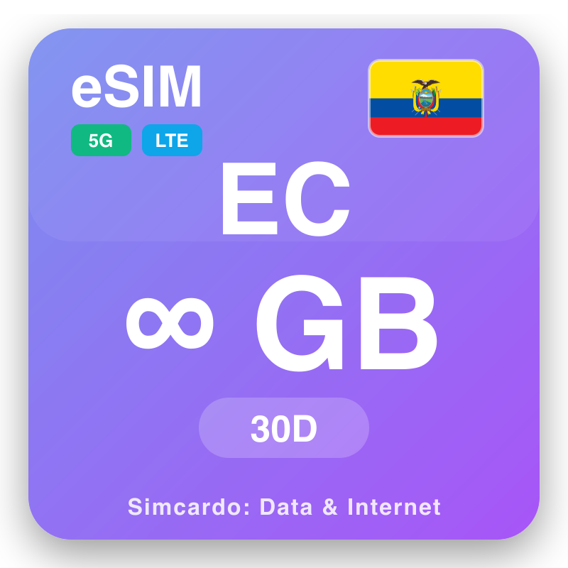 eSIM Ecuador - reisedataplaner og mobil internett