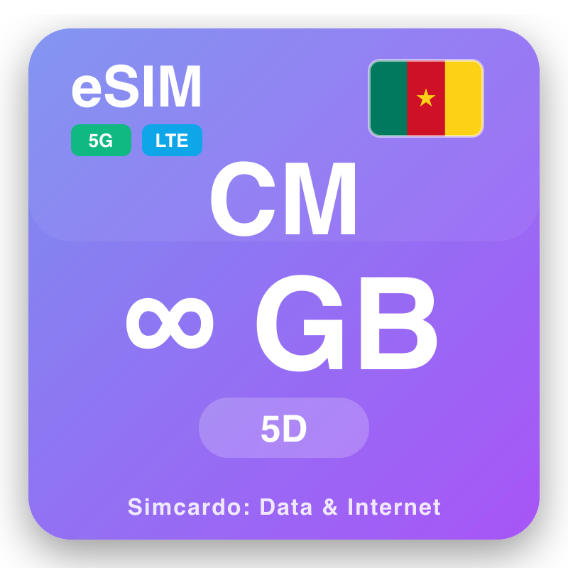 eSIM Cameroon Unlimited ka 5 matsatsi