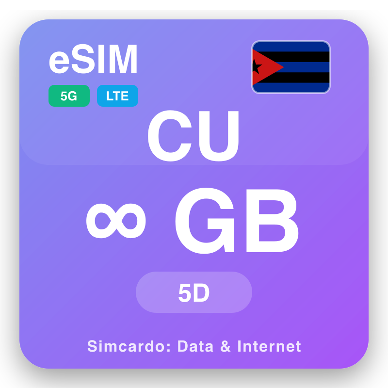 eSIM Cùba Unlimited air 5 làithean