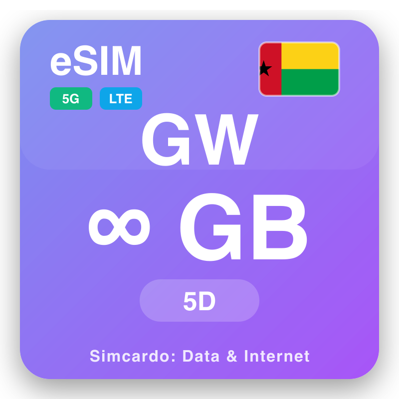 eSIM Гвинеја-Бисао Unlimited za 5 dana