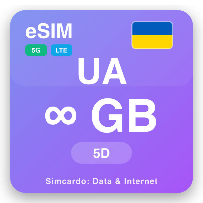 eSIM an Úcráin Unlimited do 5 laethanta