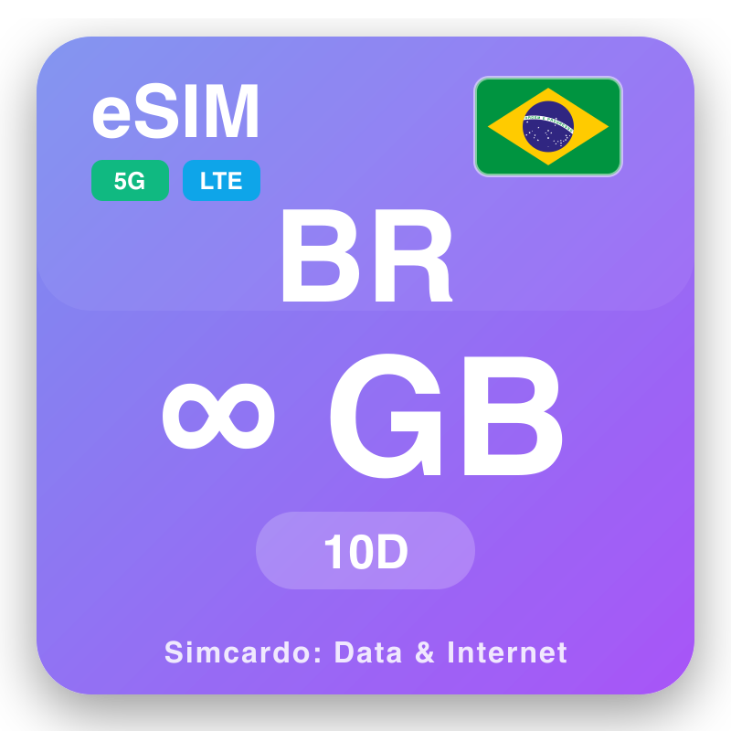 eSIM Brasilien Unlimited för 10 dagar