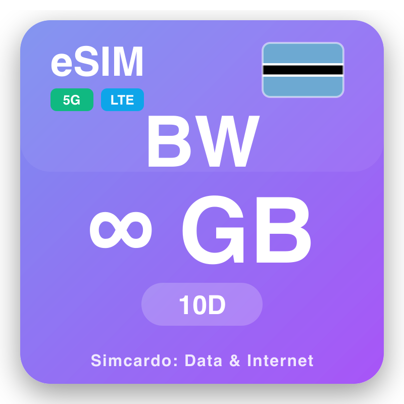 eSIM Botuswaana - qorshayaasha xogta safarka iyo internetka moobaylka