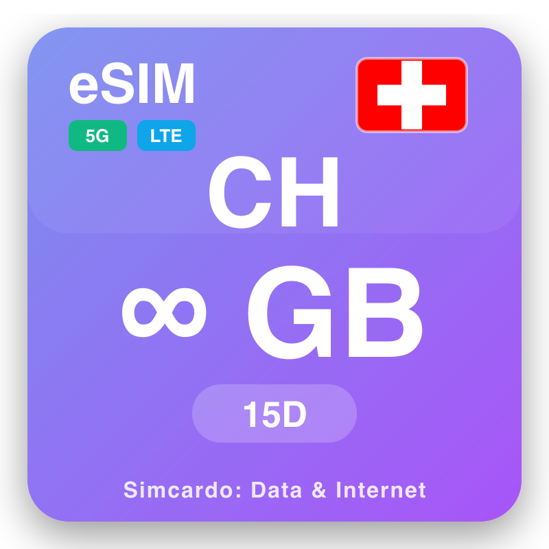 eSIM ស្វ៊ីស Unlimited សម្រាប់ 15 ថ្ងៃ