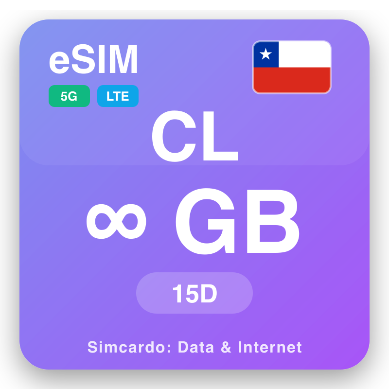 eSIM Chile Unlimited untuk 15 hari