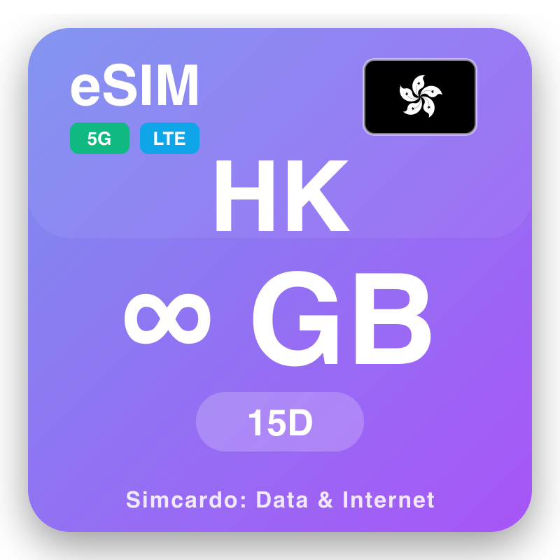 eSIM Hong Kong SAR China Unlimited para 15 días