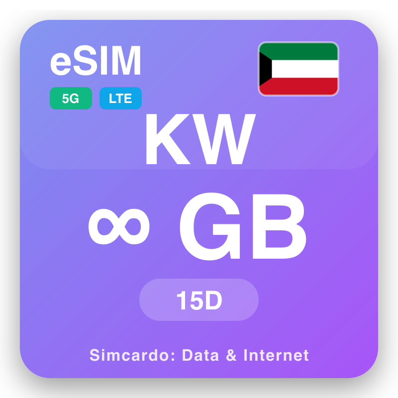 eSIM Kuwait Unlimited untuk 15 hari