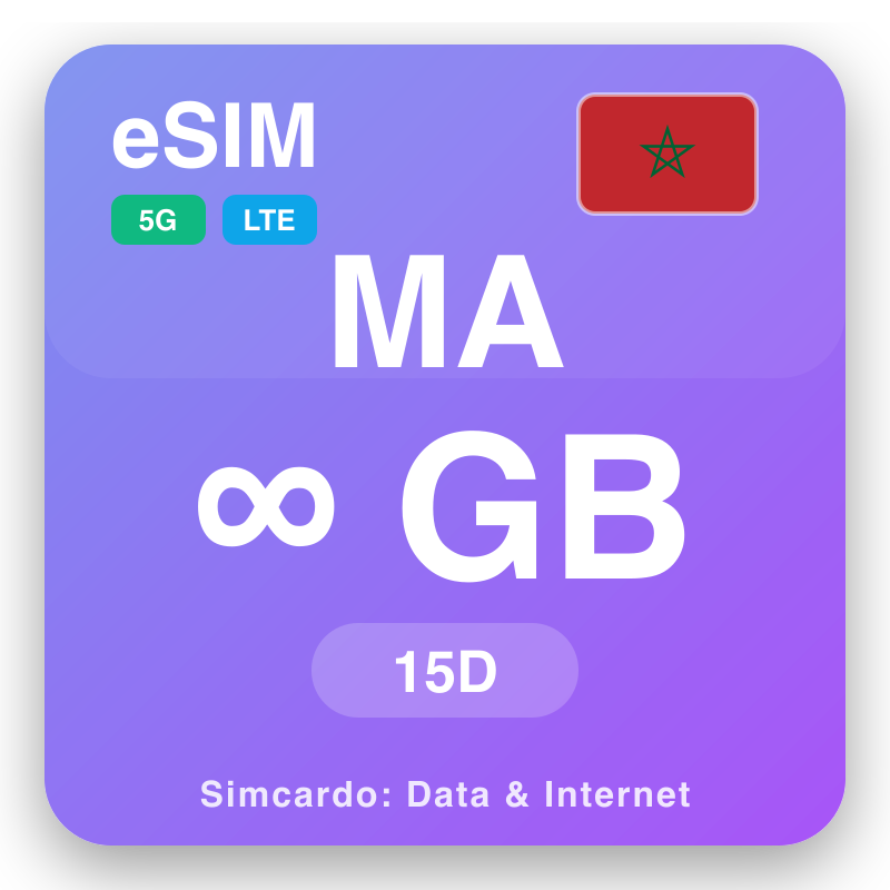 eSIM Morocco Unlimited kwa 15 siku