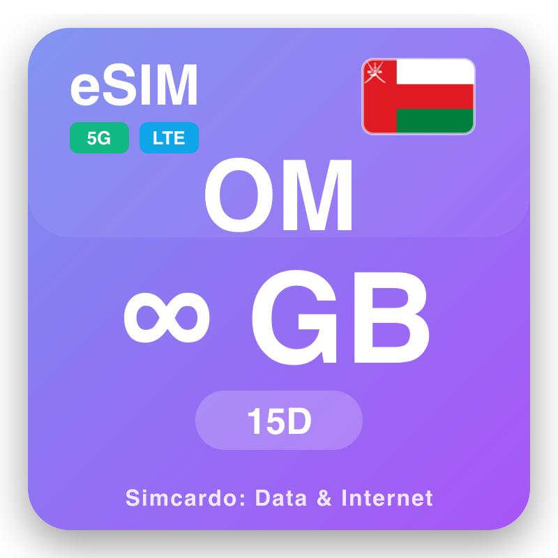 eSIM Óman Unlimited fyrir 15 dagar