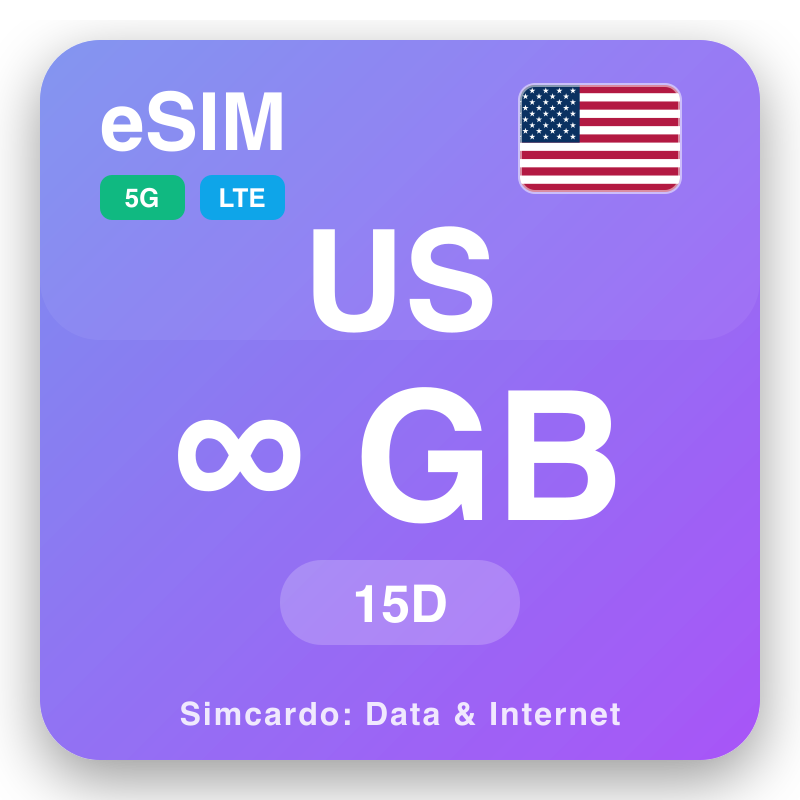 eSIM Amerika Syarikat Unlimited untuk 15 hari