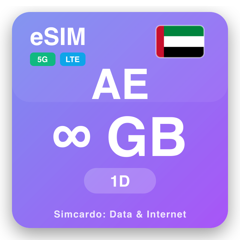 eSIM Birləşmiş Ərəb Əmirlikləri Unlimited 1 gün üçün