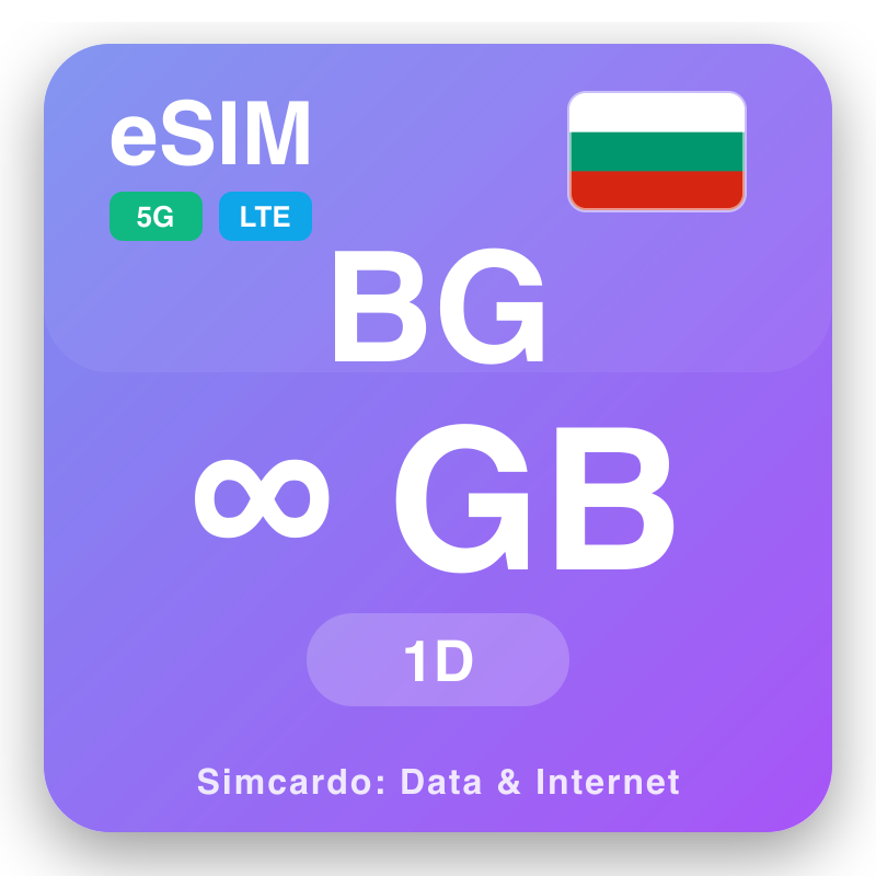 eSIM Biolgaria Unlimited ho an'ny 1 andro
