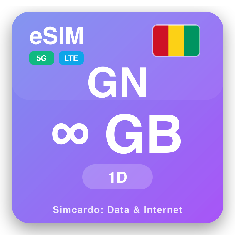 eSIM Guinea Unlimited untuk 1 hari