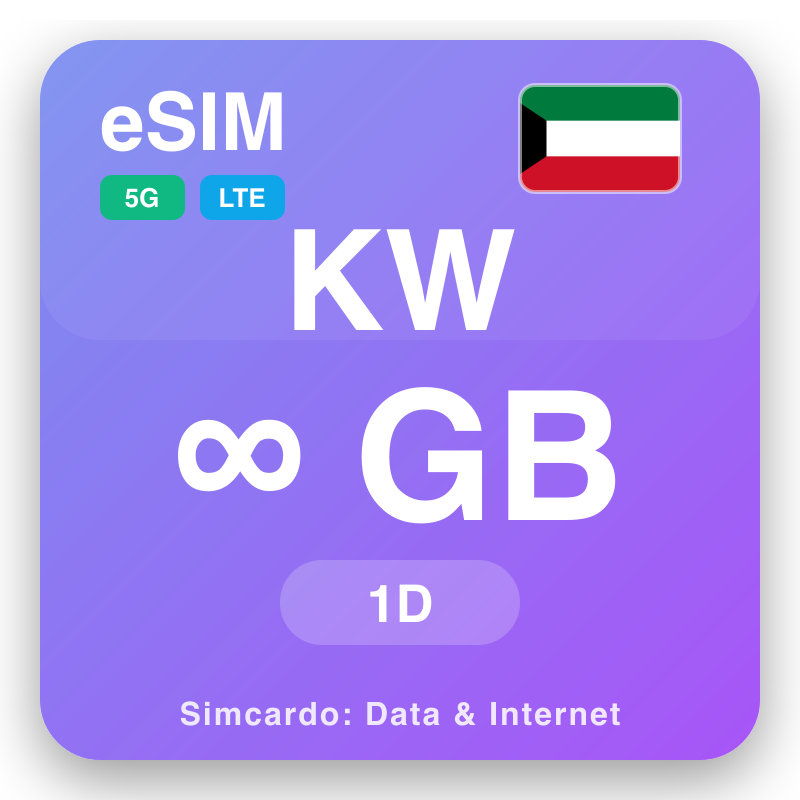 eSIM Kuwait Unlimited mo le 1 aso