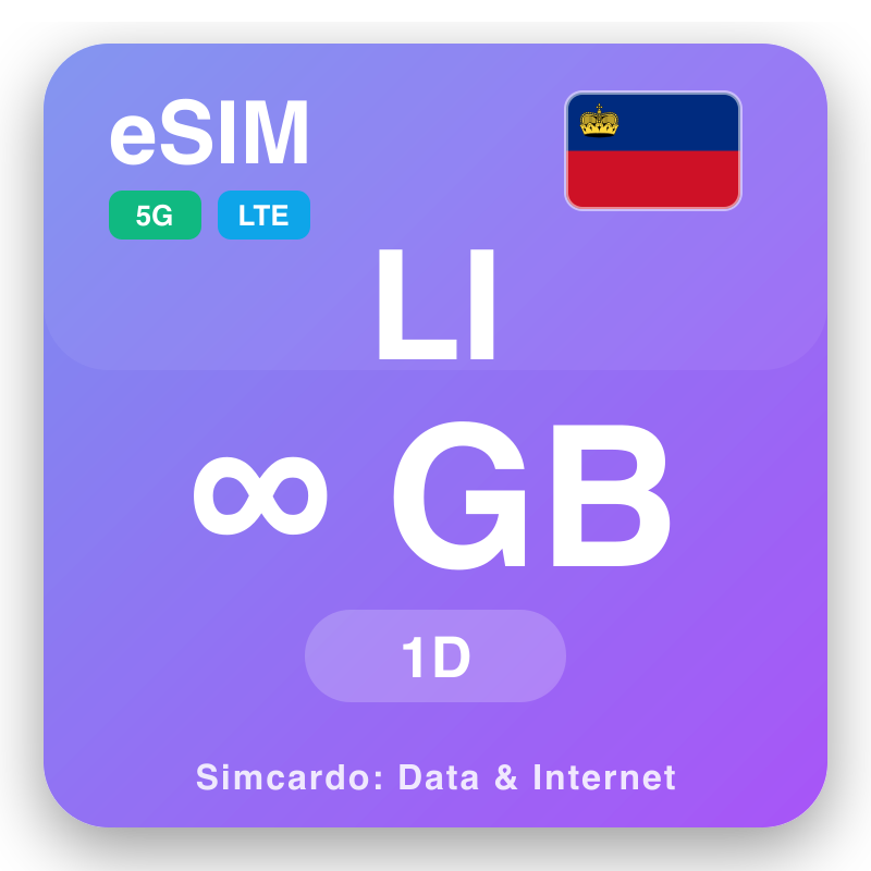eSIM Liechtenstein Unlimited fyrir 1 dagur