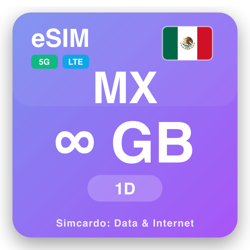 eSIM Meksika - syýahat maglumat meýilnamalary we mobil internet