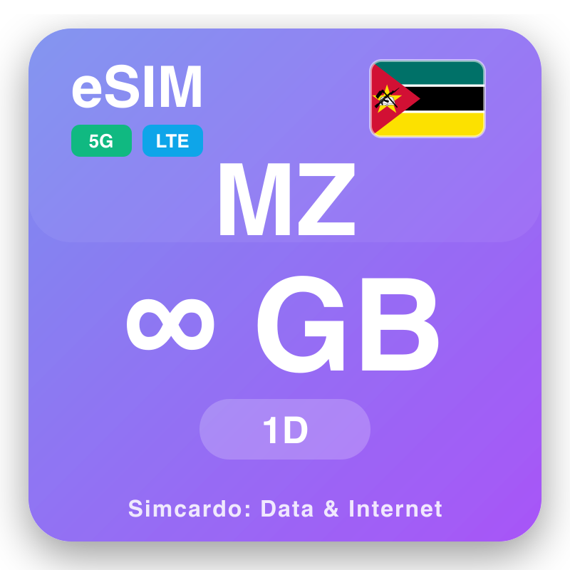 eSIM Mosambik Unlimited i 1 dag