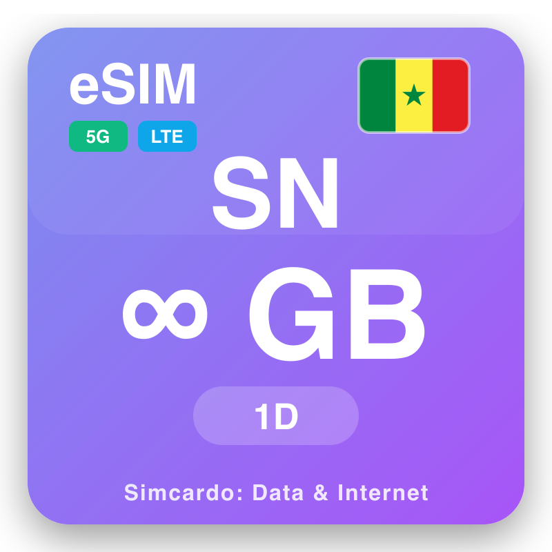 eSIM സെനഗൽ Unlimited 1 ദിവസം ക്കായി