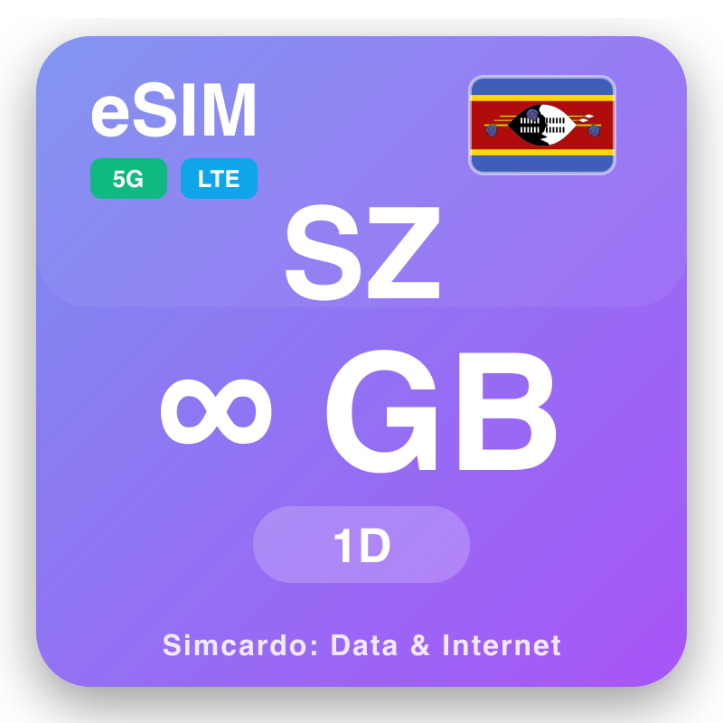 eSIM Swasiland - rencana data lelungan lan internet seluler
