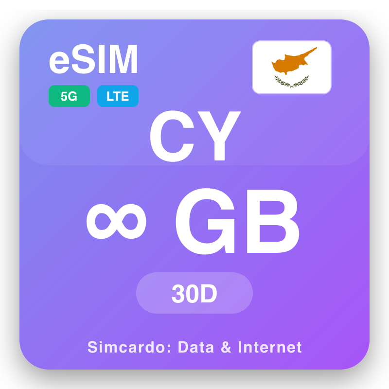 eSIM Cyprus Unlimited ji bo 30 dagen