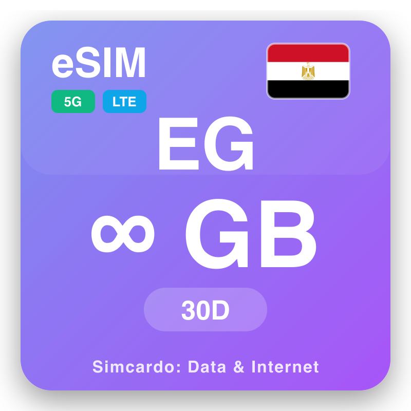 eSIM Misri Unlimited kwa 30 siku