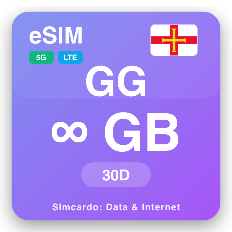 eSIM Guernsey Unlimited fun 30 ọjọ