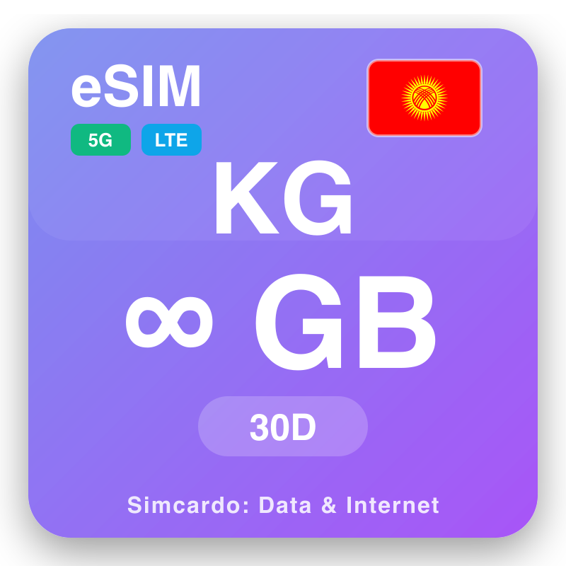 eSIM il-Kirgiżistan Unlimited għal 30 ġimgħat