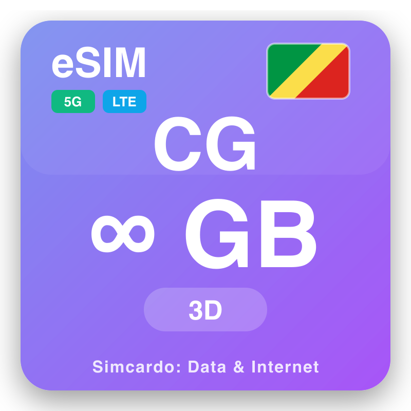 eSIM Kongo (Brazavila) Unlimited uz 3 dienas