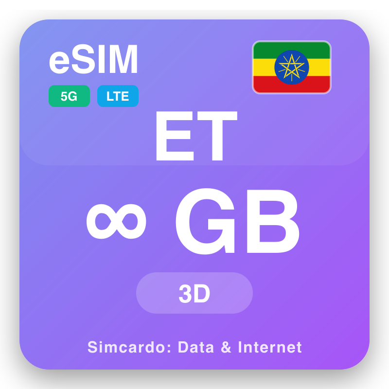 eSIM l-Etjopja Unlimited għal 3 ġimgħat