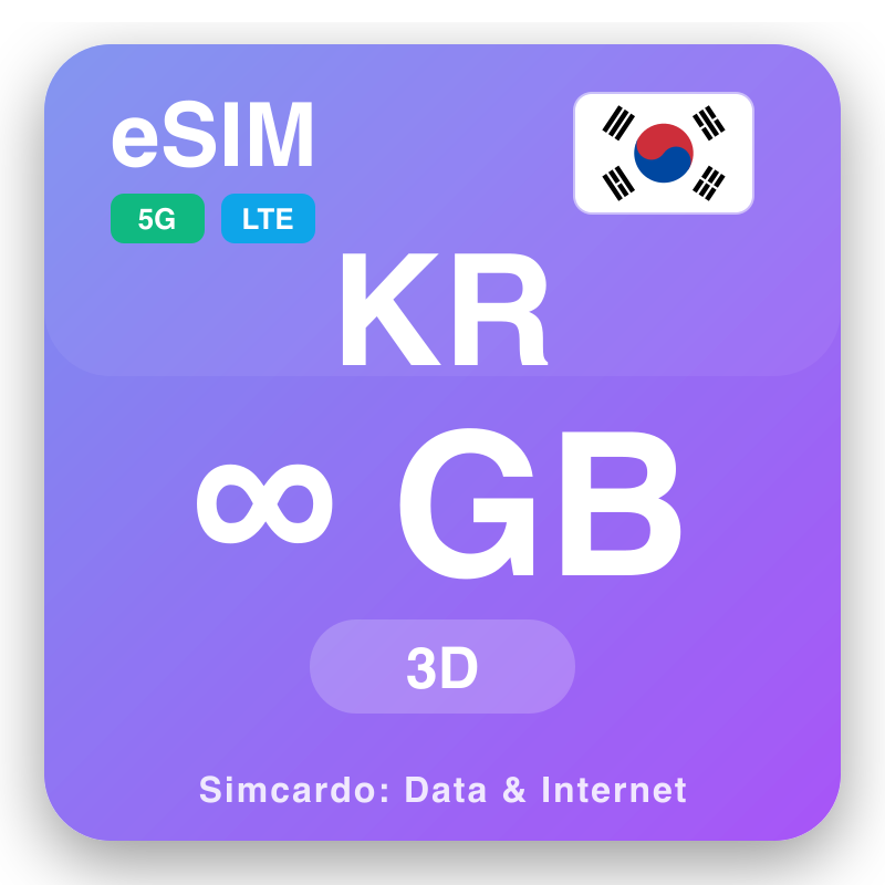 eSIM Südkorea Unlimited für 3 Tage