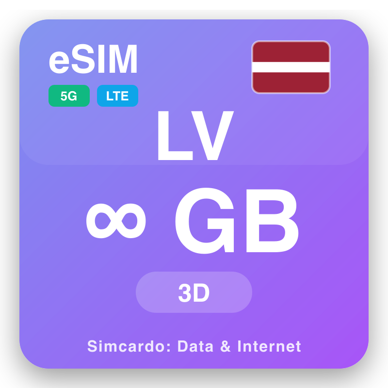 eSIM Latvia Unlimited kwa 3 siku