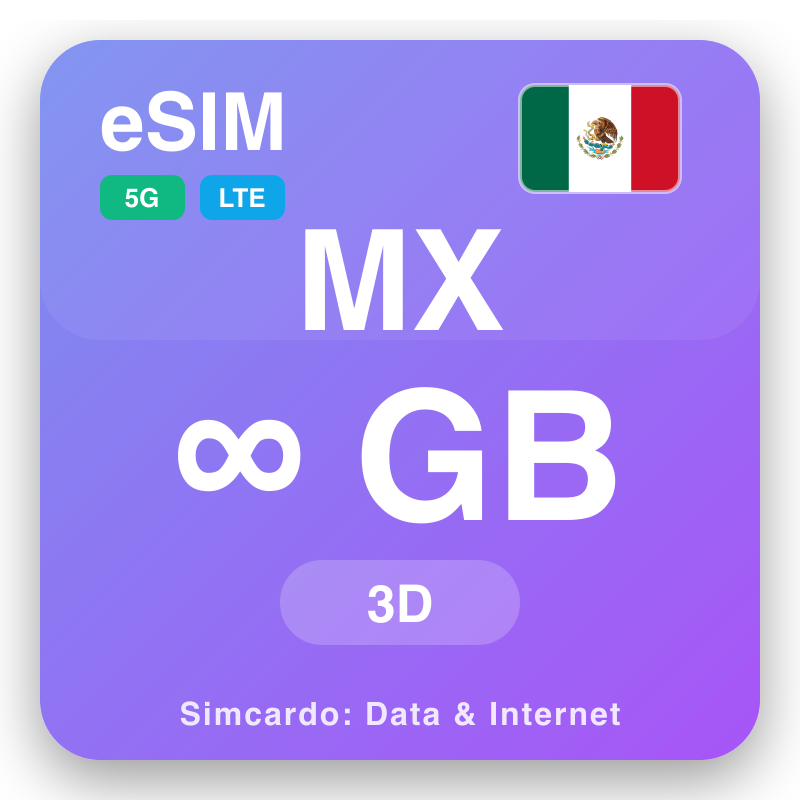 eSIM Mexico Unlimited i 3 dager