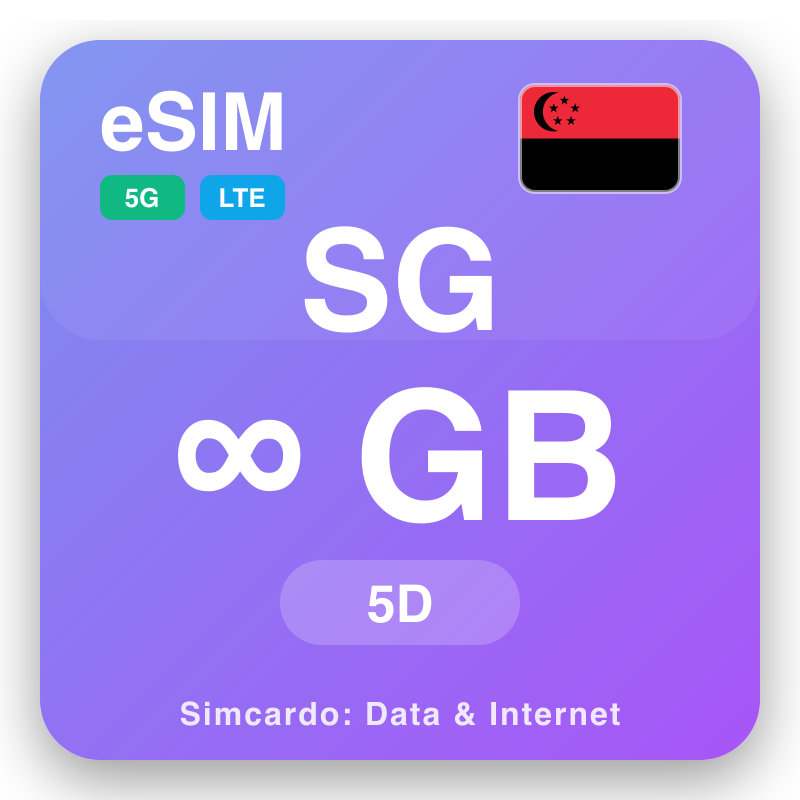 eSIM Singapur Unlimited na 5 dní