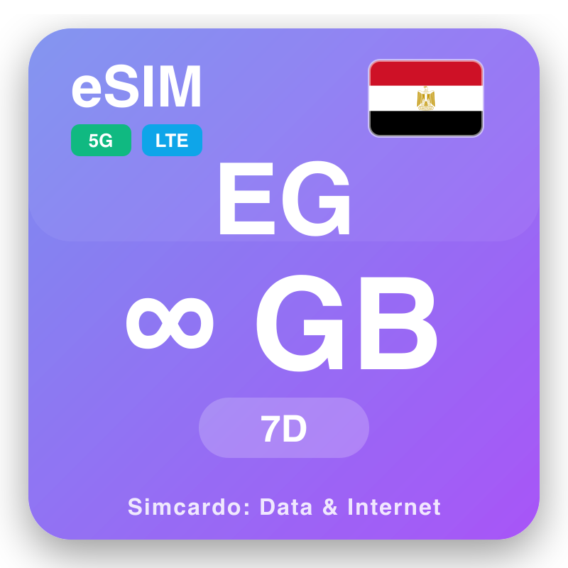 eSIM Egipto Unlimited para 7 ñiqin