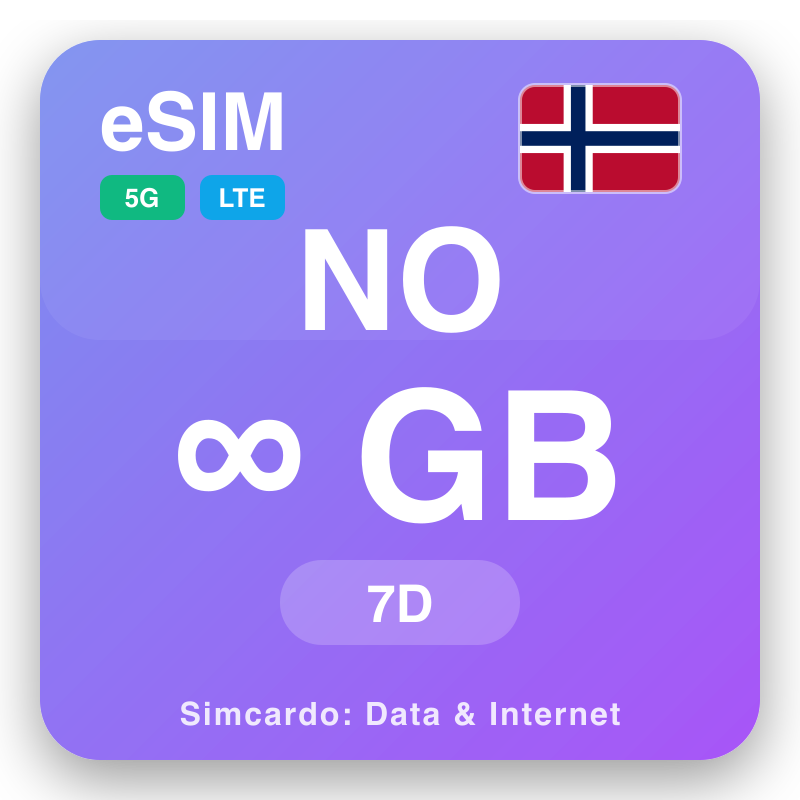 eSIM in-Norveġja Unlimited għal 7 ġimgħat