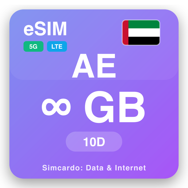 eSIM Spojené arabské emiráty Unlimited na 10 dní