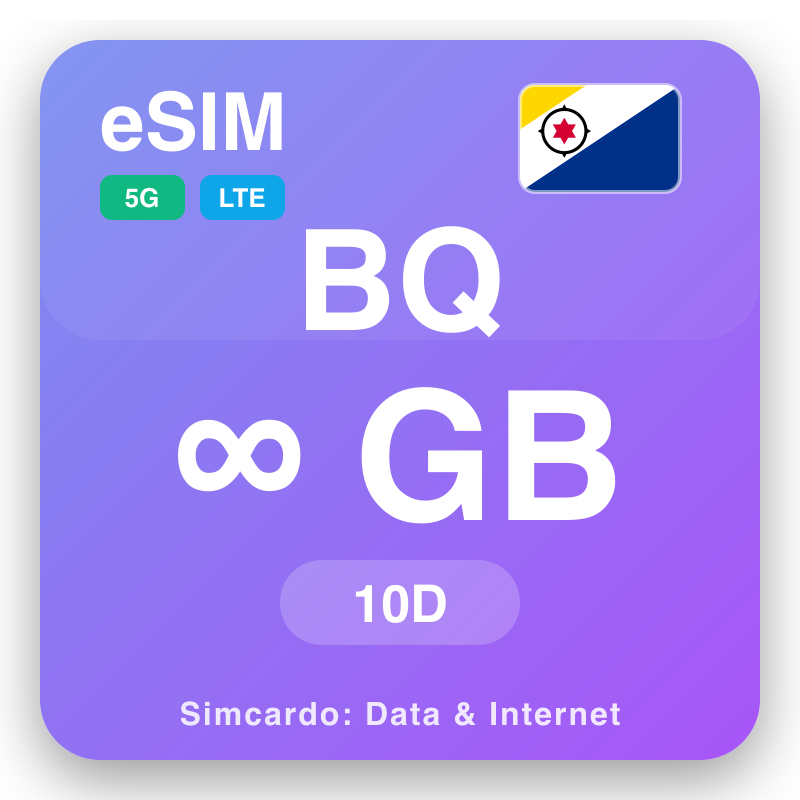 eSIM ကာရစ်ဘီယံ နယ်သာလန် Unlimited 10 ရက် အတွက်