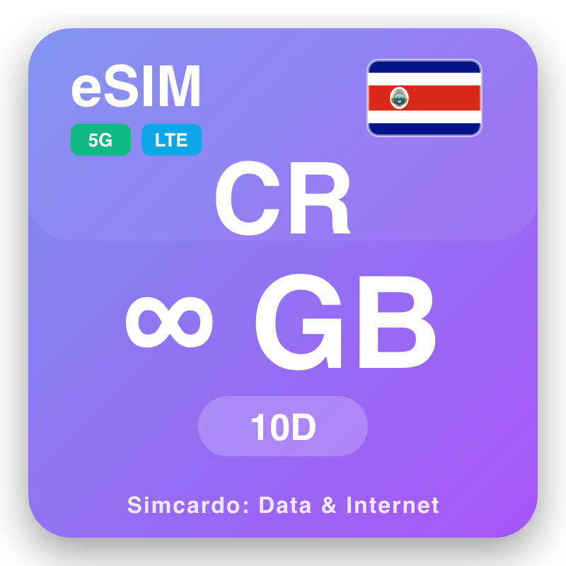 eSIM Costa Rica Unlimited mo le 10 aso
