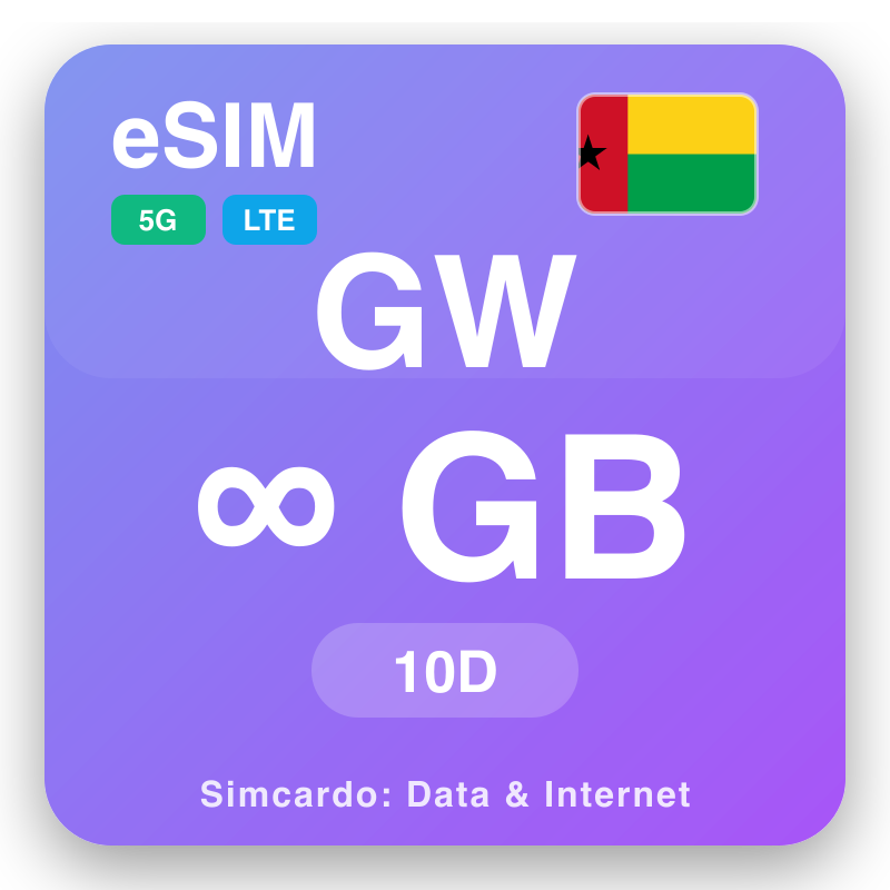 eSIM Gwineýa-Bisau Unlimited 10 gün üçin