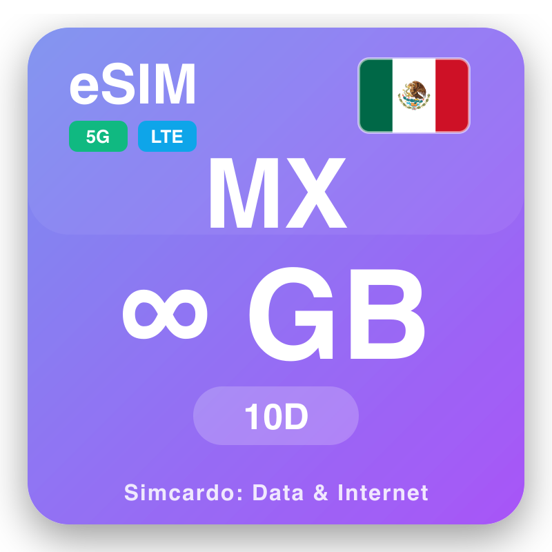 eSIM Mesiko Unlimited fun 10 ọjọ