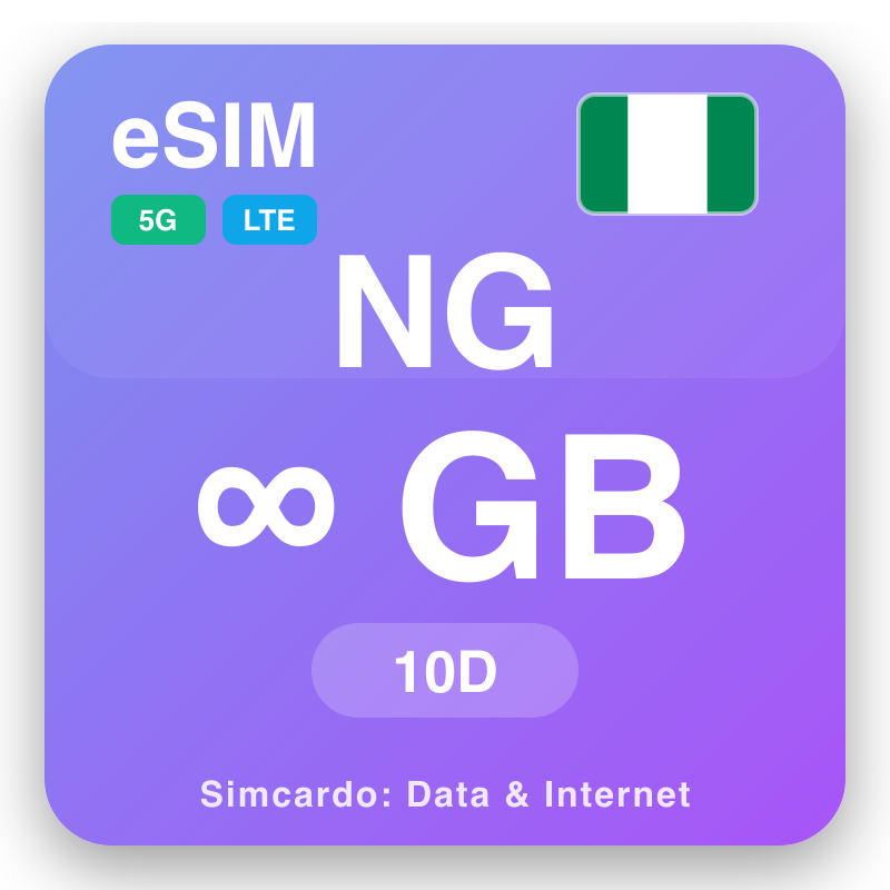 eSIM Nigeria Unlimited kwa 10 siku